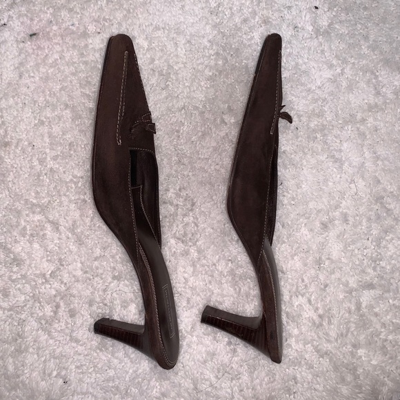 Nordstrom Chocolate Suede Mules with Tassel - Picture 3 of 6